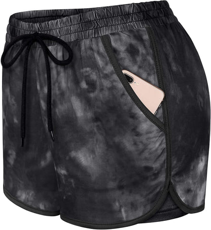 Womens 2 In1 Running Athletic Workout Yoga Shorts with Pockets S-XXXL